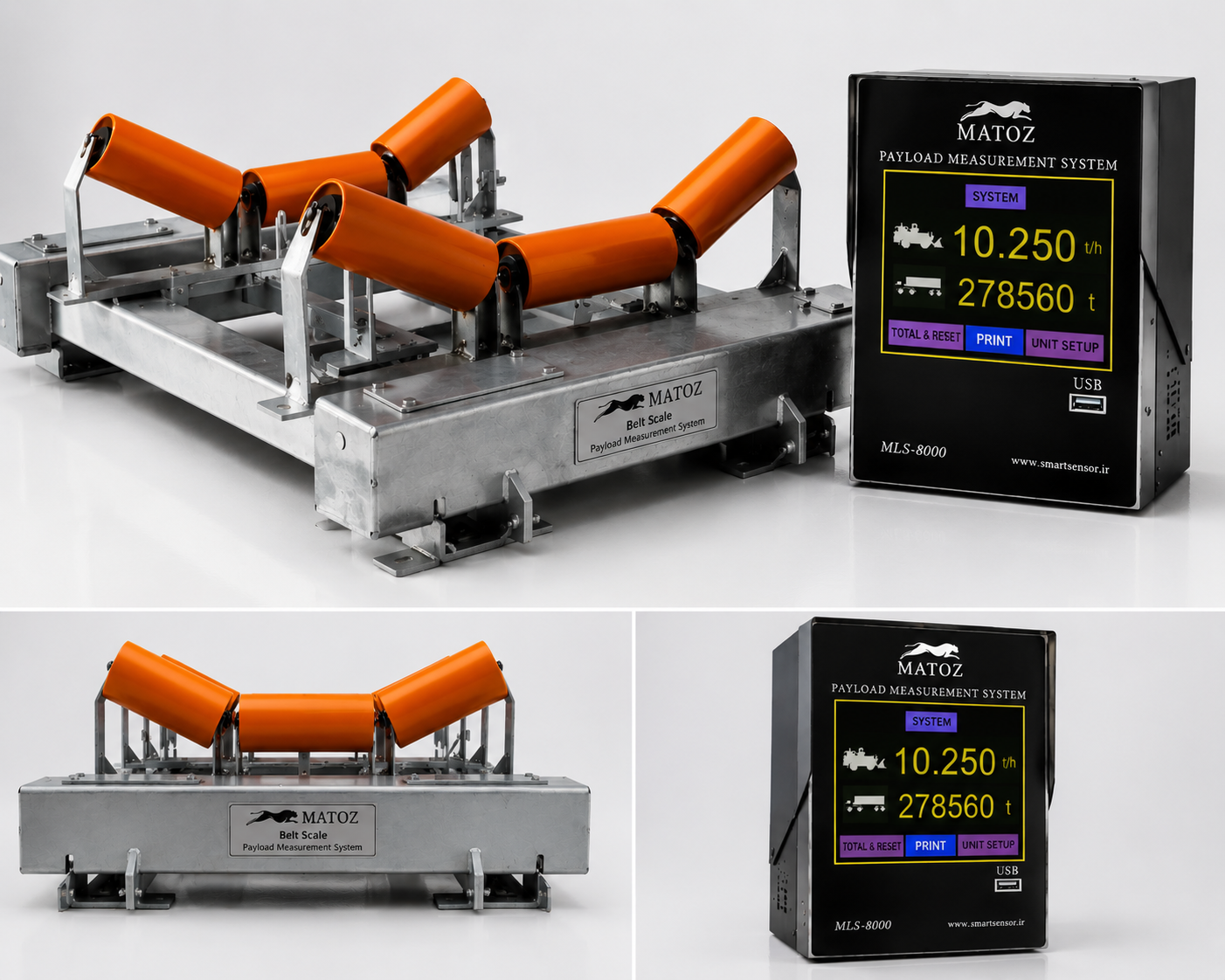 MATOZ Belt Scale installed on industrial conveyor belt for accurate material weighing